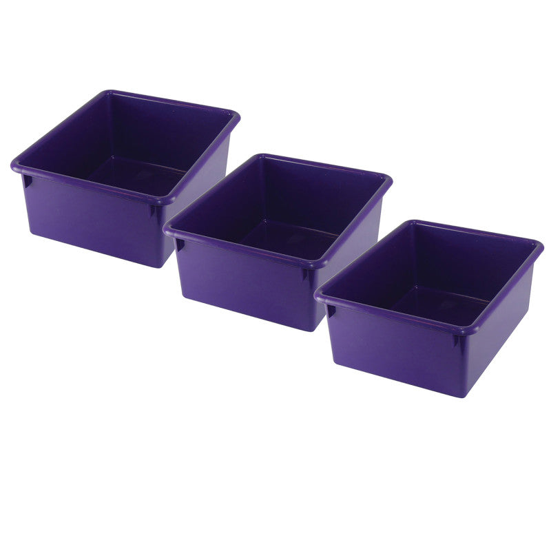 Stowaway&reg; 5" Letter Box no Lid, Purple, Pack of 3