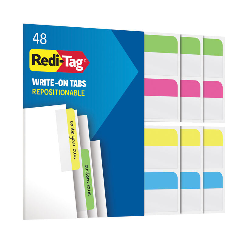 Write-On Repositionable Index Flags, Assorted Colors, 2 x 11/16 in., 48 Count