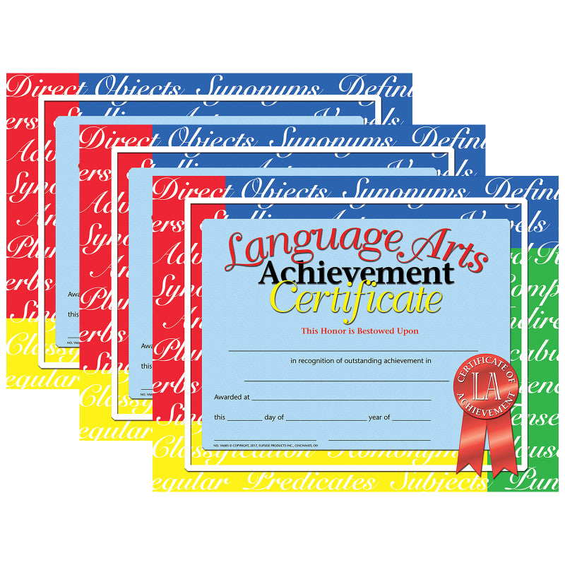 Language Arts Achievement Certificate, 30 Per Pack, 3 Packs