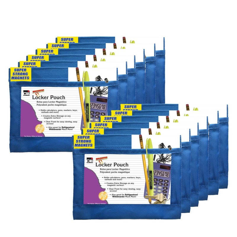 Magnetic Whiteboard Pouch, 8 x 6-3/4 Inches, Blue, Pack of 12