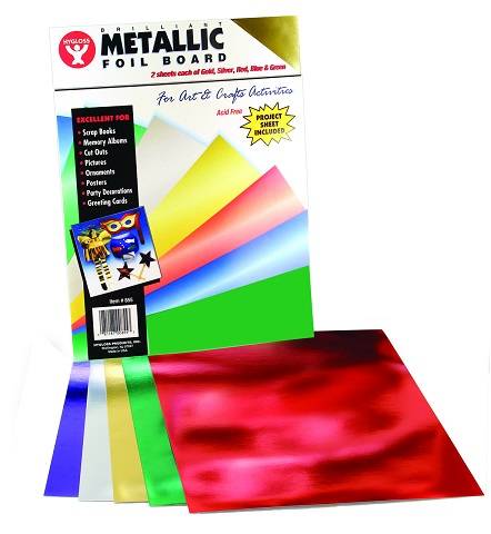Hygloss 10 Metallic Foil Board, 8.5" x 11", Assorted Colors