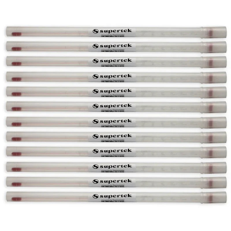 Lab Thermometer, Red Liquid, -20-110C/0-230F, Partial, Pack of 12