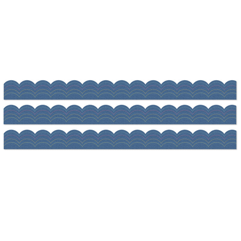 Crafty and Cool Denim Scalloped Bulletin Board Borders, 39 Feet Per Pack, 3 Packs