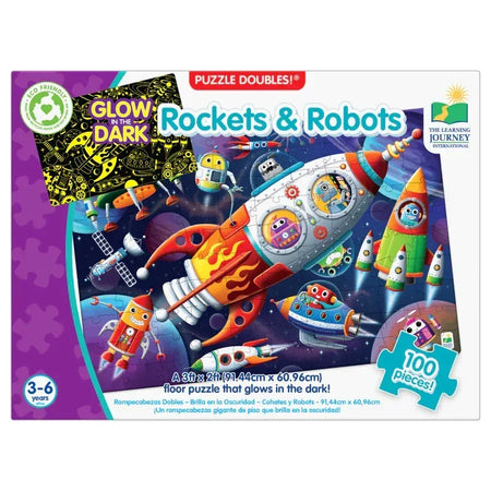 Puzzle Doubles - Glow In The Dark - Rockets & Robots