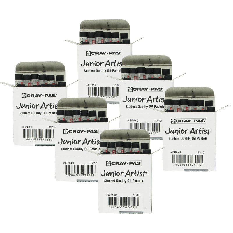 Cray-Pas Junior Artist Oil Pastels, Black, 12 Per Pack, 6 Packs