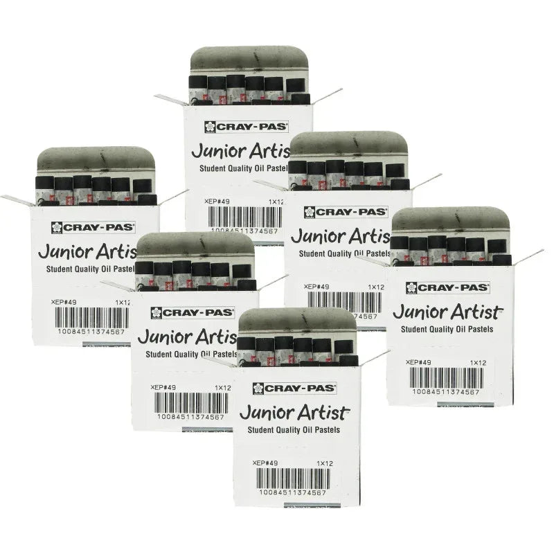 Cray-Pas Junior Artist Oil Pastels, Black, 12 Per Pack, 6 Packs