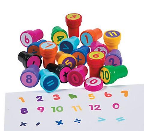 Plastic Math Number Stampers - 19 piece set