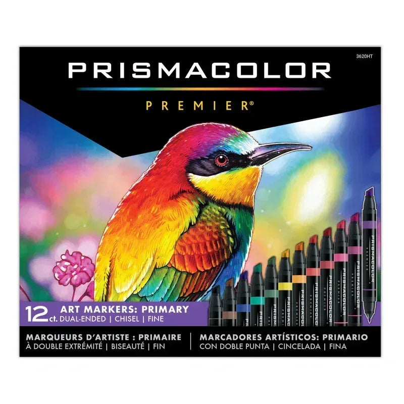 Premier® Dual-Ended Art Markers, Chisel Tip & Fine Tip, Primary Colors, 12 Count