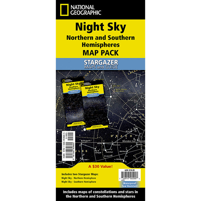 Night Sky, Stargazer folded Map Pack Bundle, Folded: 4.25" x 9.25" ; Flat: 25.25" x 18.5"