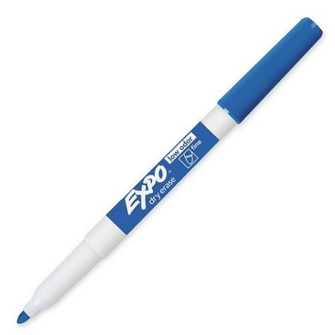 EXPO® Low Odor Dry Erase Markers, Fine Tip, BLUE