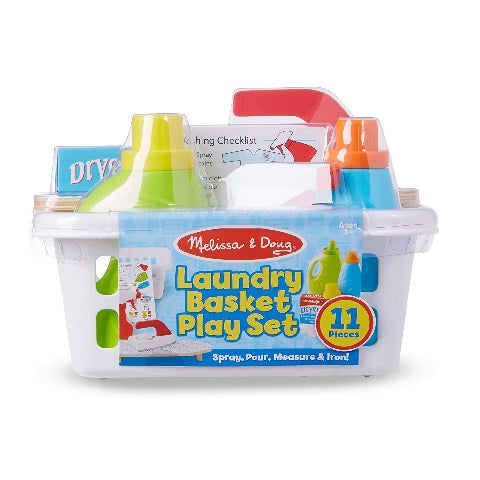 Melissa & Doug Laundry Basket Play Set With Wooden Iron, Ironing Board, and Accessories (14 Pcs)