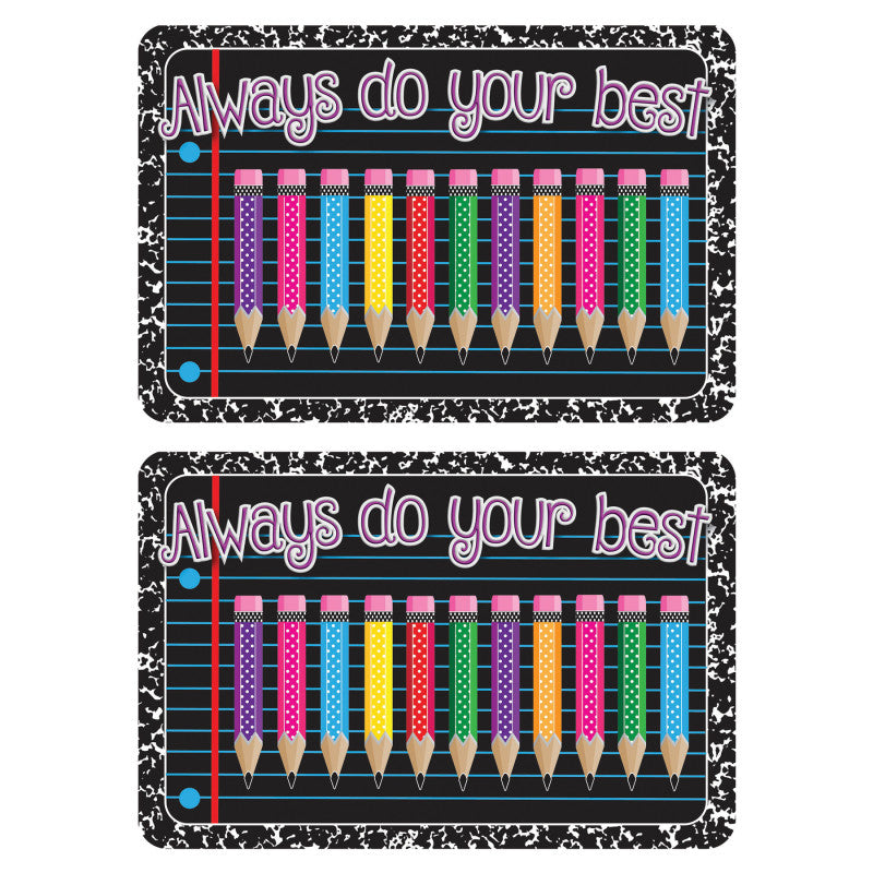 The Original Fun MatÂ® Computer Mouse Pad, 11.75x8 in, Always Do Your Best, Composition, Pencils, Set of 2