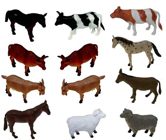 Animal Playsets - Farm Animals 6"H, Set of 12