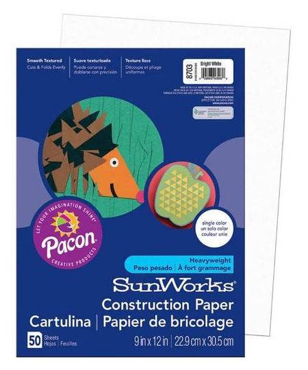 PRANG® Construction Paper 9" x 12" 50 Sheets Per Pack Medium Weight Bright White