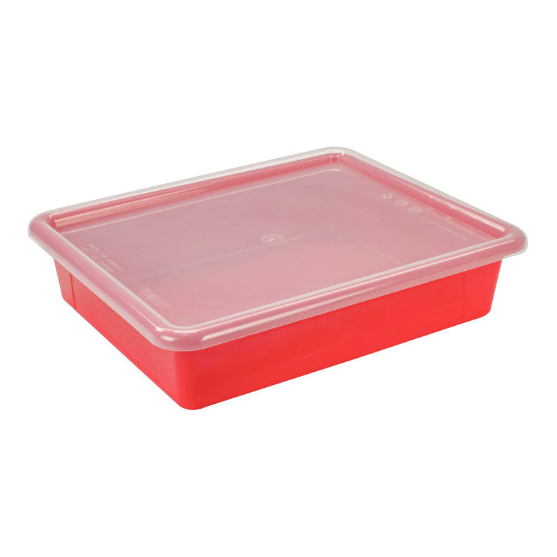 Flat Storage Tray with Lid, Red