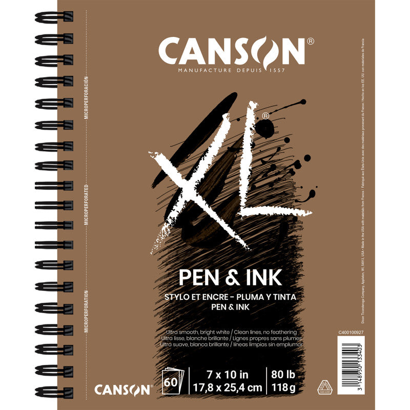 XL Series Pen & Ink Pad, Side Wire Binding, 60 Sheet, 7x10 inch, 1 Count