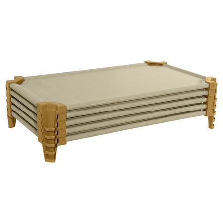 Toddler Cot Set of 5 ASSEMBLED - TAN, 40"L x 23"W x 5"H, (Wood Designs WD87844TN)