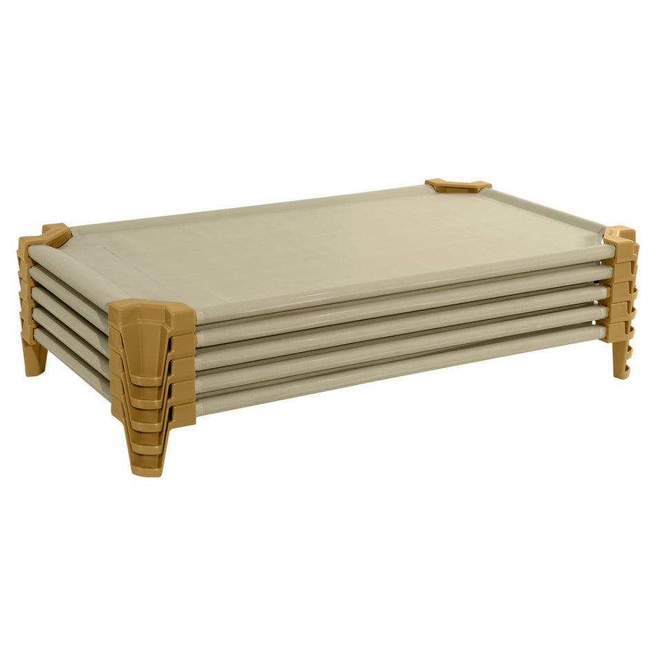 Toddler Cot Set of 5 ASSEMBLED - TAN, 40"L x 23"W x 5"H, (Wood Designs WD87844TN)