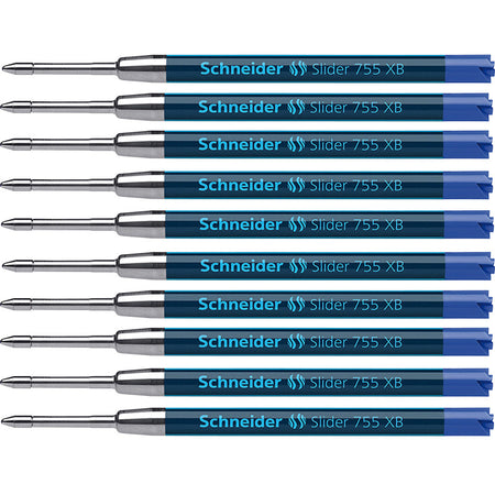 Slider 755 XB Ballpoint Pen Refill, Viscoglide Ink, Blue, Pack of 10