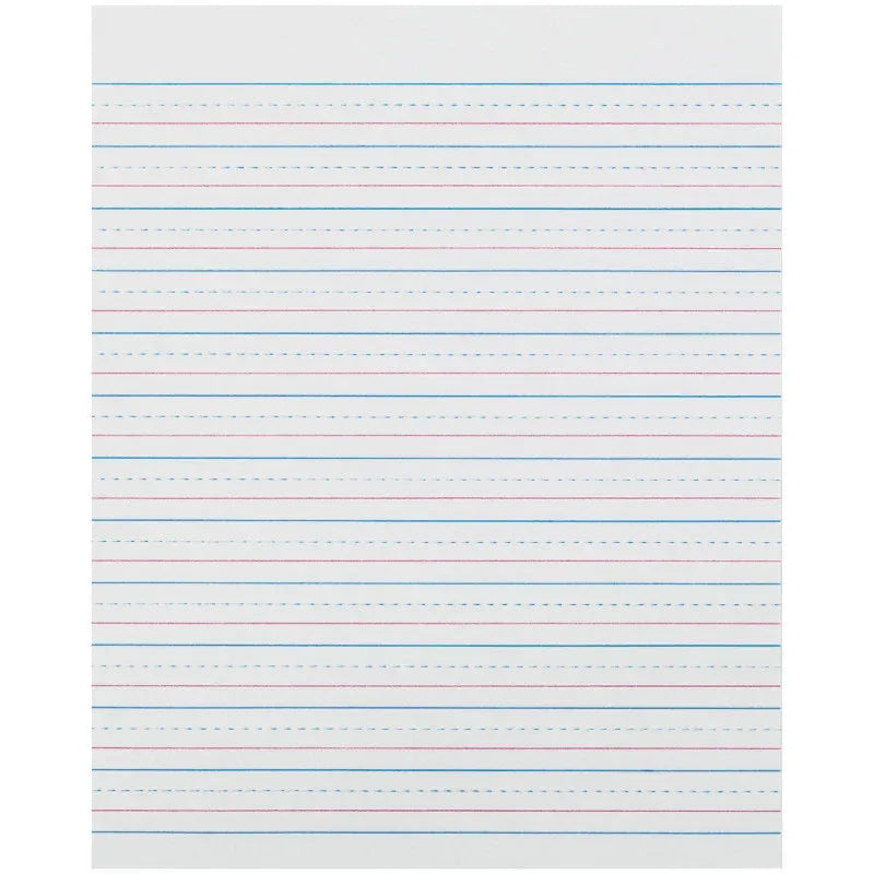 Sulphite Handwriting Paper, Dotted Midline, Grade 2, 1/2" x 1/4" x 1/4" Ruled Short, 8" x 10-1/2", 500 Sheets