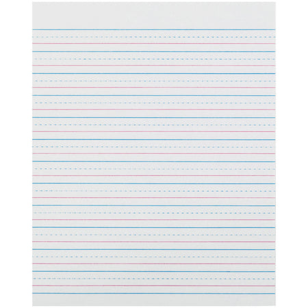 Sulphite Handwriting Paper, Dotted Midline, Grade 2, 1/2" x 1/4" x 1/4" Ruled Short, 8" x 10-1/2", 500 Sheets