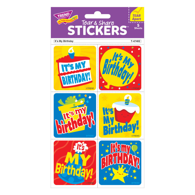 It's My Birthday Tear & Share Stickers&reg;, 30 Count