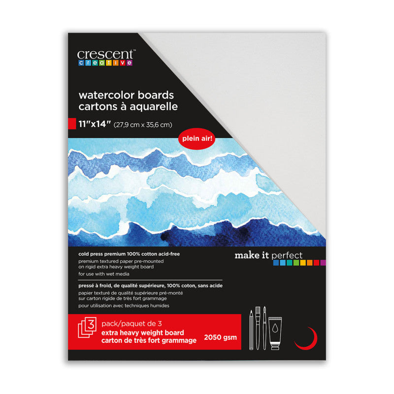Cold Press Watercolor Board, 11 x 14 in, White, 3-Pack
