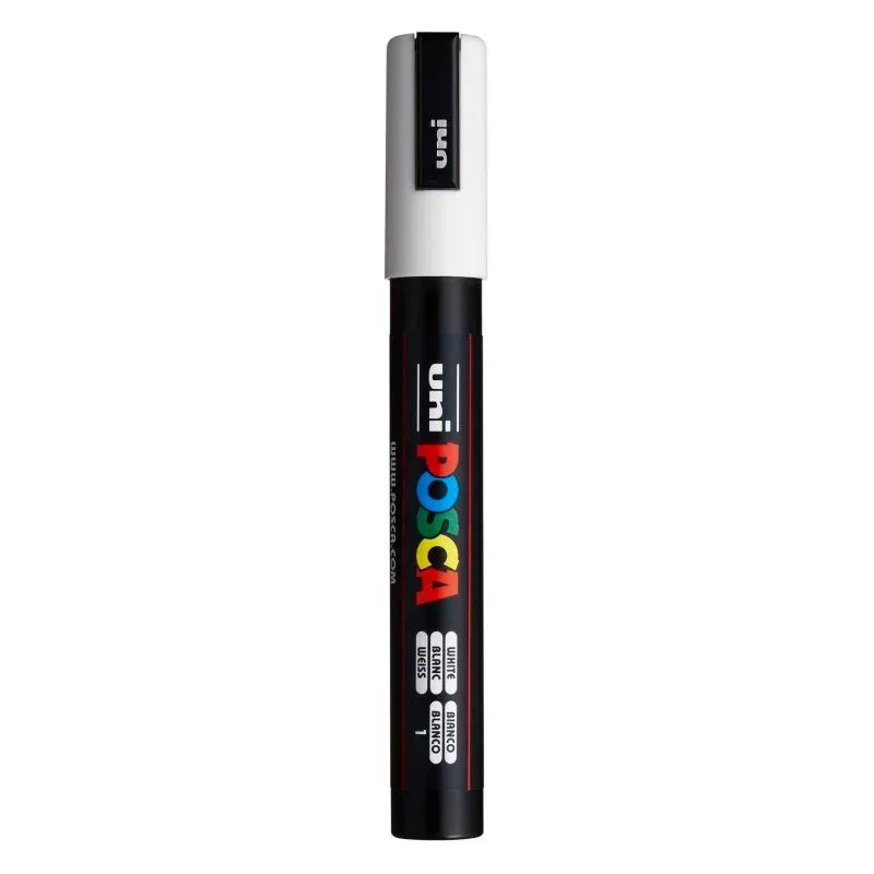 uni® POSCA PC-5M Water-Based Paint Markers, Reversible Medium Tip (1.8-2.5mm), White