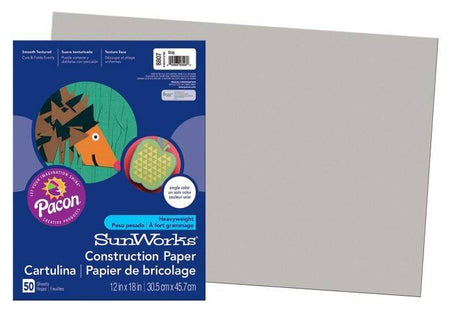 Pacon Construction Paper 12" x 18" 50 Sheets Per Pack Gray