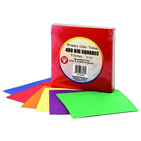 Hygloss 5" Tissue Paper 480 Squares Primary