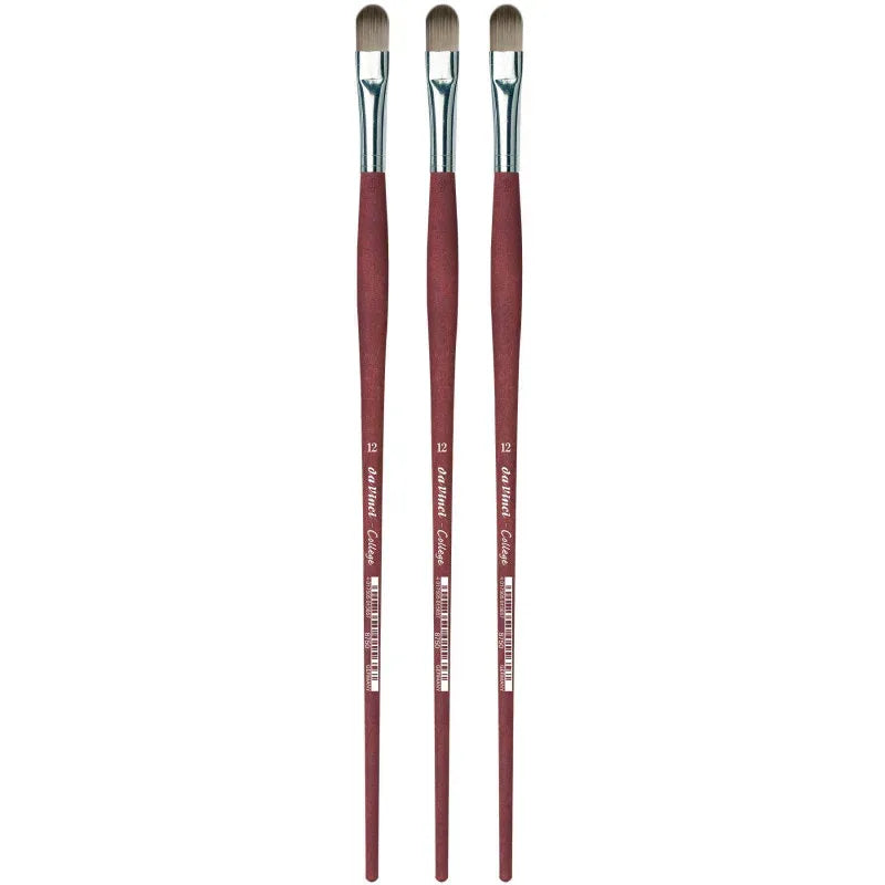 COLLEGE Student Brush, Synthetic, Acrylic & Oil, Filbert, Series 8750, Size 12, Pack of 3
