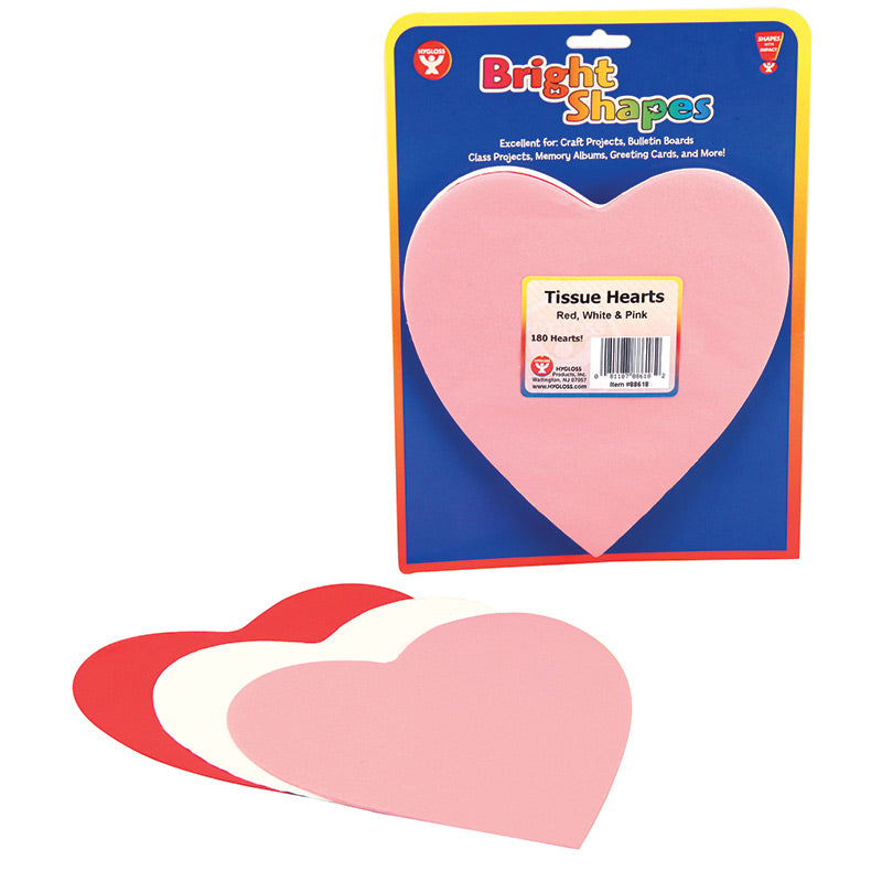 Hygloss Tissue 6" Hearts 180/pkg.