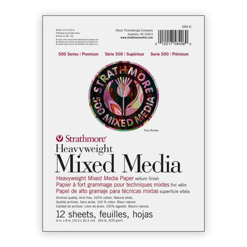 500 Series Mixed Media Pad, 12 Sheet, 6x8 inch, 1 Count