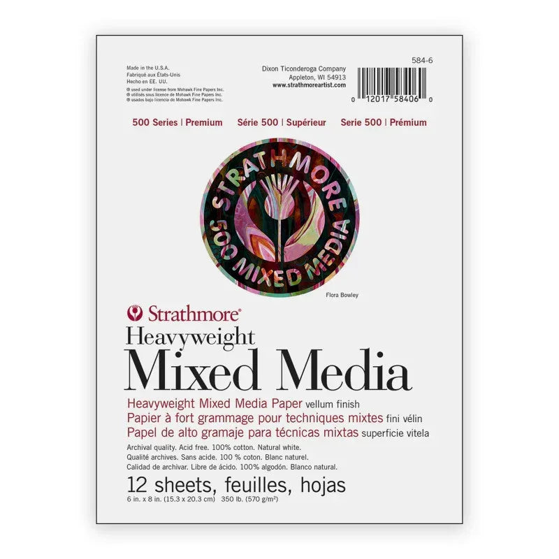500 Series Mixed Media Pad, 12 Sheet, 6x8 inch, 1 Count