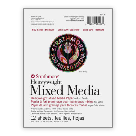 500 Series Mixed Media Pad, 12 Sheet, 6x8 inch, 1 Count