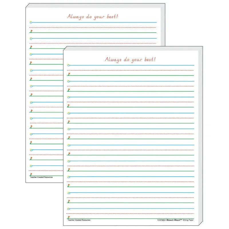 Smart Start 1-2 Writing Paper: 100 Sheets Per Pack, 2 Packs