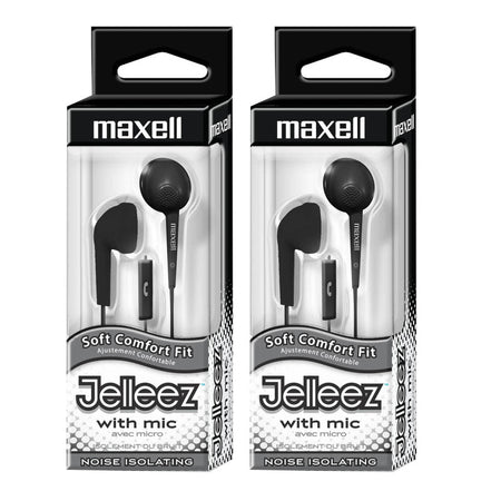 Jelleez&trade; Soft Earbuds with Mic, Black, Pack of 2