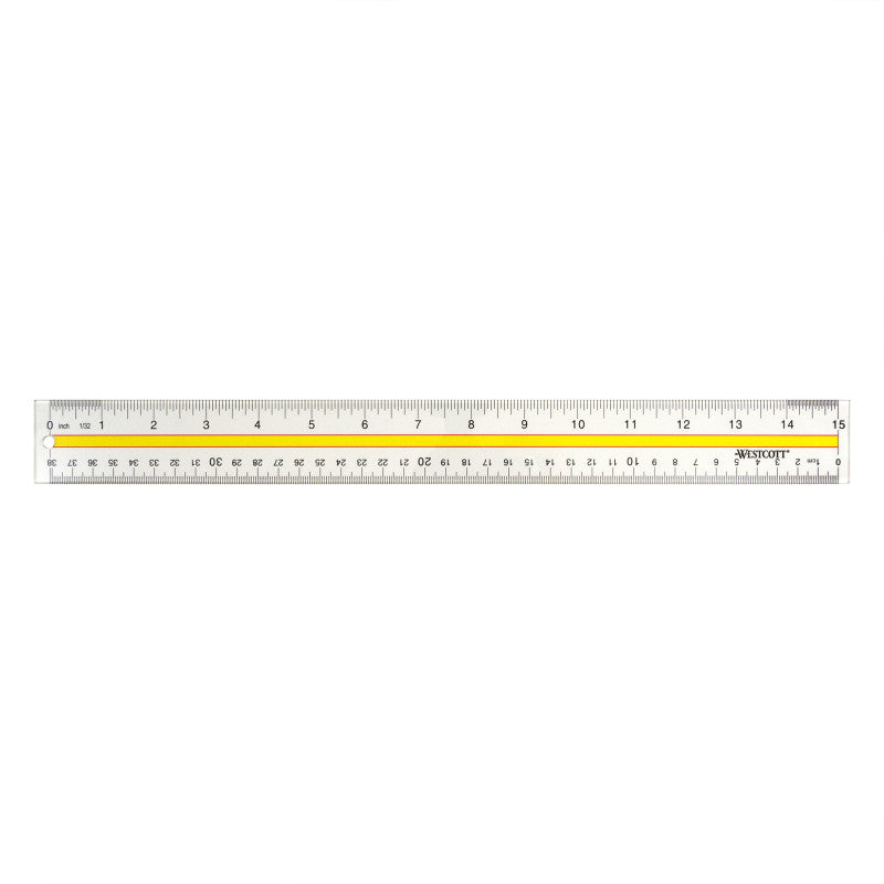Acrylic Data Highlight Reading Ruler With Tinted Guide, 15 in Long, Clear/Yellow