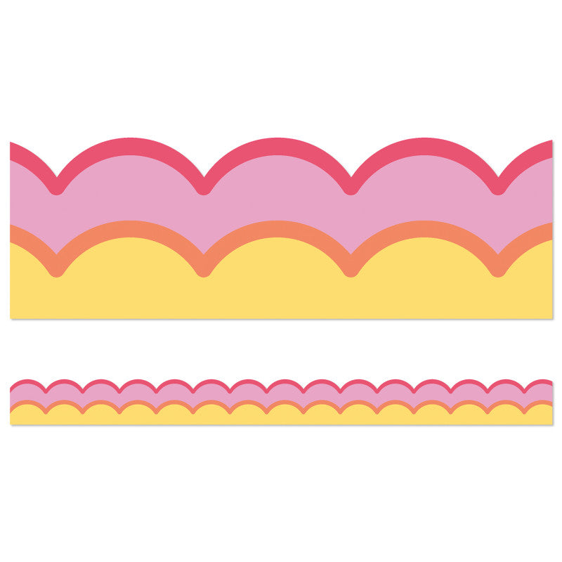 Happily Ever Elementary Retro Remix Warm Waves Scalloped Bulletin Board Borders, 39 Feeet
