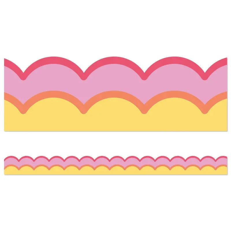 Happily Ever Elementary Retro Remix Warm Waves Scalloped Bulletin Board Borders, 39 Feeet