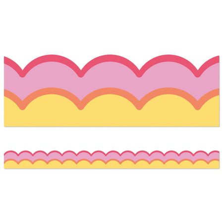 Happily Ever Elementary Retro Remix Warm Waves Scalloped Bulletin Board Borders, 39 Feeet