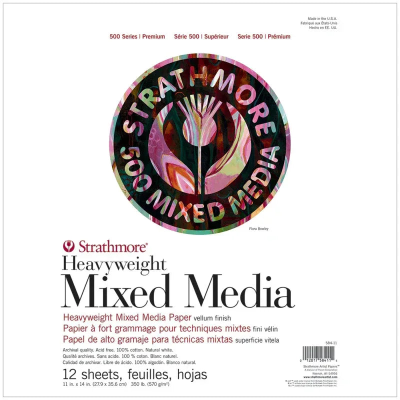 500 Series Mixed Media Pad, 12 Sheet, 11x14 inch, 1 Count