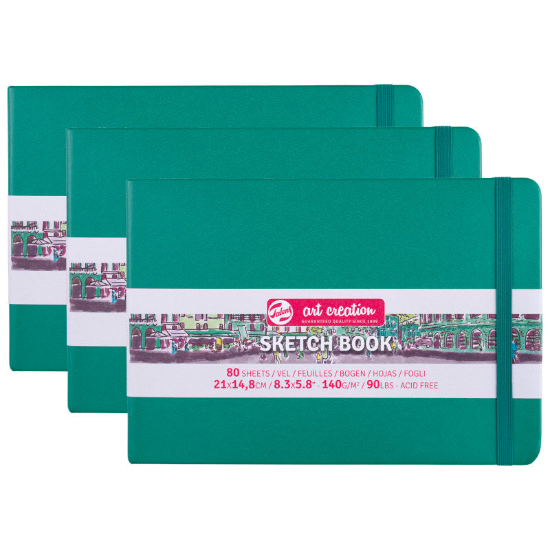 Sketchbook, 80 Sheets, 90lbs, Forest Green Cover, 8.3" x 5.8" (A5), Pack of 3