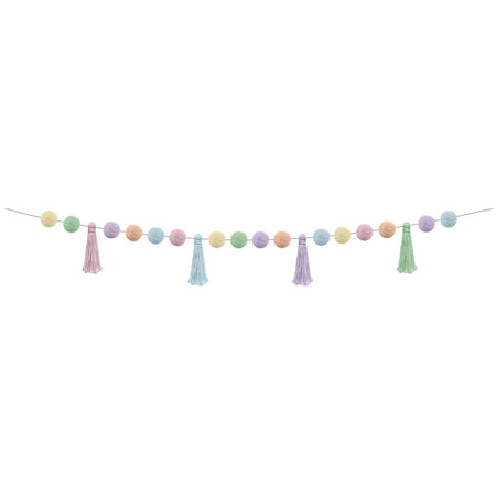 Pastel Pop Pom-Poms and Tassels Garland, 60"