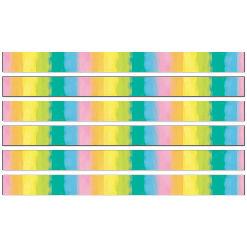 Creatively Inspired Watercolor Straight Borders, 36 Feet Per Pack, 6 Packs