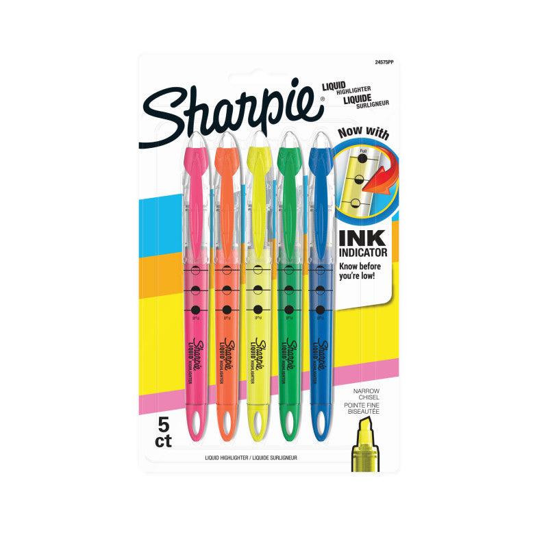 SharpieÂ® Liquid Highlighter, Chisel Tip Highlighters, Assorted Colors, 5 Count