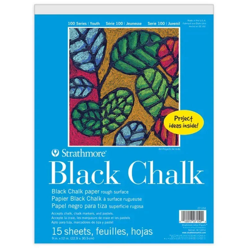 Strathmore 100 Series Black Chalk Paper Pad, Tape Binding, 15 Sheet, 9x12 inch, 1 Count