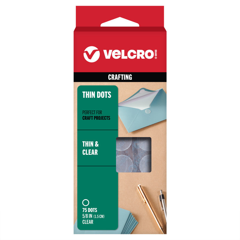 Thin Clear Hook and Loop Dots, 5/8 in Dots, Clear, 75 Count