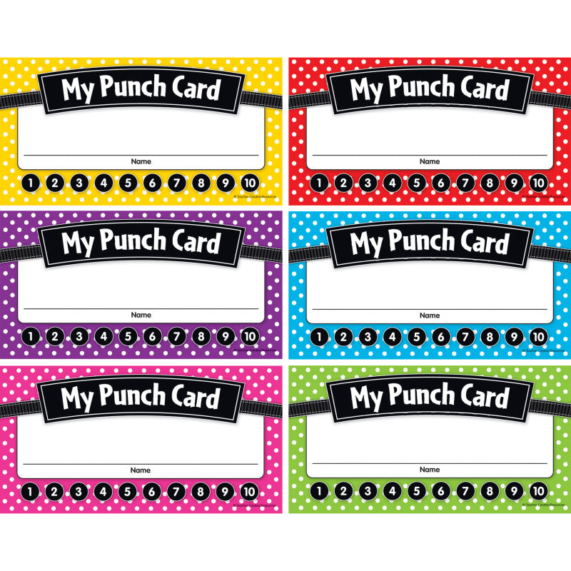 Polka Dots Punch Cards, Pack of 60