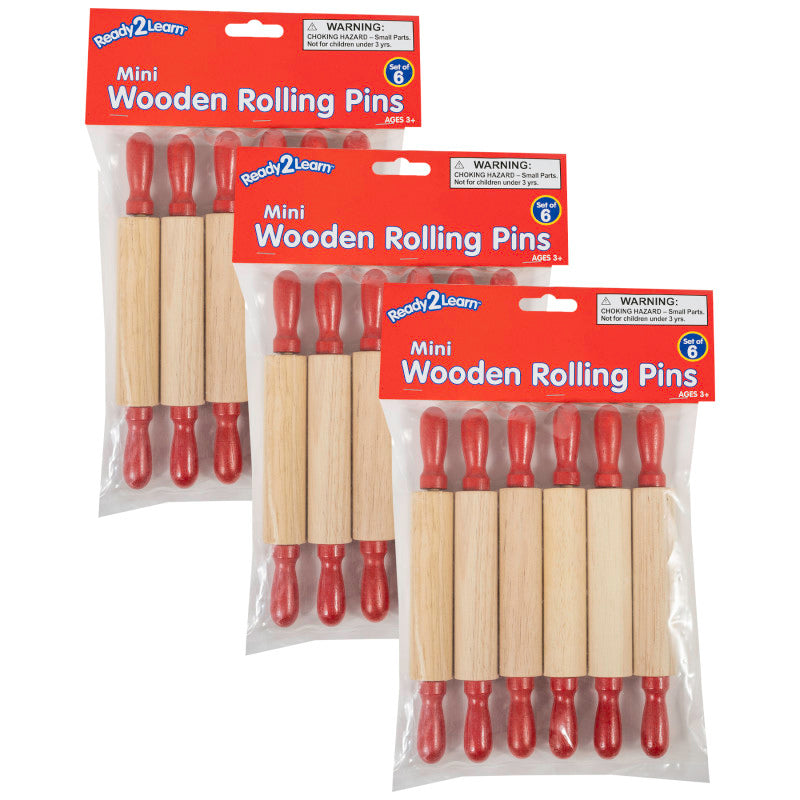 Mini Wooden Rolling Pins, 6 Per Set, 3 Sets